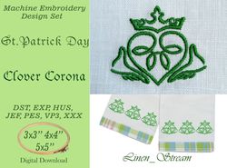 Clover Corona.A Celtic symbol depicting two hands holding a crowned heart.Machine embroidery design in 7 formats and 3 s