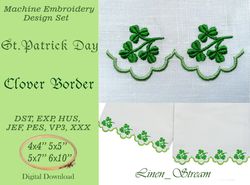 Clover Border, 2 Machine embroidery design in 7 formats and 4 sizes