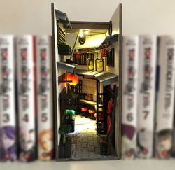 Book nook bookshelf insert Japan Street Bookshelf diorama made to ORDER Book END library decor Miniature between books
