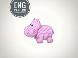 Amigurumi Hippopotamus crochet pattern keychain toy 3 inch. Amigurumi Hippo crochet pattern