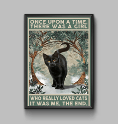 Funny black cat illustration, black cat poster, digital download