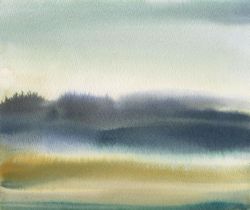Original watercolor painting | Nature Landscape | Norway fields painting | Watercolor Art