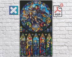 Harry Potter Cross Stitch Pattern / Hogwarts Cross Stitch Pattern / Stained Glass Cross Stitch / Counted Instant PDF