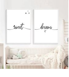 Sweet Dreams Sign Sweet Dreams Print Set of 2 Minimalist Nursery Decor Nursery Art Prints Nursery Sign Baby Quote Prints