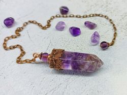 Pendulum necklace Amethyst and copper Violet Flame Orgone pendulum necklace