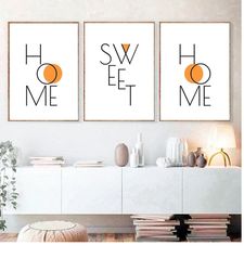 Home Sweet Home Sign Set 3 Prints Home Decor Signs Family Quote Wall Art Housewarming Gift Home Print Living Room Decor