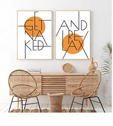 Get Naked and Relax Printable Bathroom Wall Decor Sign Bedroom Prints Set 2 Above Bed Get Naked Poster Minimalist Decor