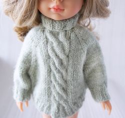 Poncho sweater for 13 inches doll, Paola Reina doll knitted clothes, Doll fashion, Knit Doll Clothes, Las amigos clothes