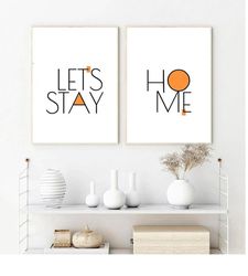Lets Stay Home Print Set Lets Stay Home Sign Let's Stay Home Printable Living Room Wall Art Minimalist Art Family Quote