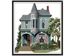 American houses / Cross stitch / Vintage digital pattern pdf / #011