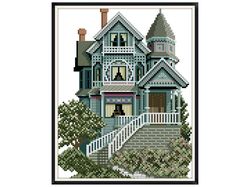American houses / Cross stitch / Vintage digital pattern pdf / #012