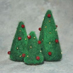 Felted Christmas Trees/holiday Tree Set/christmas Decorations/holiday Home Decor
