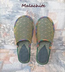 Malachite Slippers Size 6 - 7  Embroidery Design