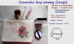 Poppy Cosmetic Bag, Large - 8x12  Embroidery Design