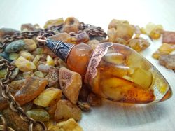 Amber pendulum necklace Amber jewelry Divination dowsing tool