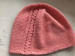Handmade womens yoga cap, Cloche crochet cotton bucket hat