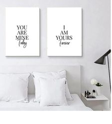 Couples Quotes Prints I am Yours and You are Mine Couple Bedroom Prints Set of 2 Above Bed Prints Couple Bedroom Decor