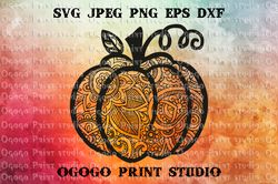 Mandala style Pumpkin SVG, Zentangle SVG, Halloween svg