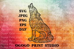 Mandala style Wolf SVG, zentangle SVG, Halloween cut file