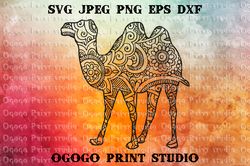Mandala style Camel SVG, Zentangle SVG, Desert Animal Svg