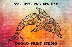 Dolphin SVG, Zentangle SVG, Sea animal SVG, Mandala svg