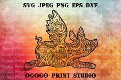 Pig svg, Flying Pig svg, Hippie SVG, Zentangle SVG