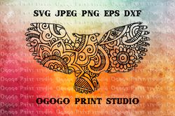 Mandala style Owl SVG, Zentangle SVG, Bird svg