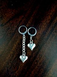 Asymmetrical silver heart earring Shinigami silver heart Death earrings Anime cosplay costume Anime lover Gift idea