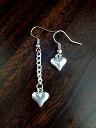 Asymmetrical silver heart earring Shinigami silver heart Death earrings Anime cosplay costume Anime lover Gift