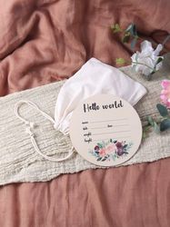 Newborn Floral Letter Graphic Monthly Milestones Photography Prop Birth Announcement Sign