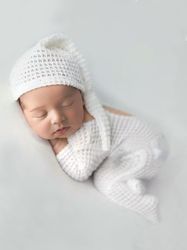 Newborn Baby Girl Boy Jumpsuit Hat Knitted Romper Overalls Photography Props Studio Photo