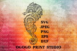 Seahorse SVG, Zentangle SVG, Doodle Art, Mandala svg