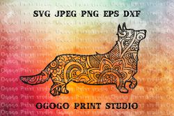 Corgi svg, Mandala svg, Zentangle SVG, Dog SVG, Handmade