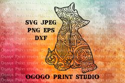 Cats SVG, Mandala svg, Zentangle SVG, Pet lover svg, Love