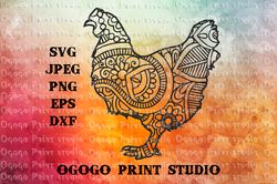 Chicken svg, Easter svg, Zentangle SVG, Mandala svg, Cricut, Handmade