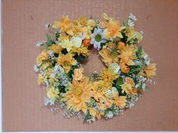 Wreath, Summer/Fall wreath, Front door wreath, Yellow flower wreath, Artificial flowers front door wreath, Door hanger