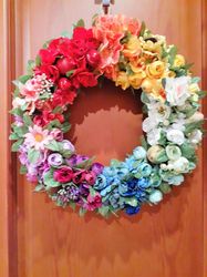 Colorful Wreath for Home Decor | Artificial Flower Wreath | Color Shades | Long-Lasting Indoor & Front Door Decor