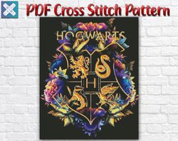 Hogwarts Cross Stitch Pattern / Harry Potter Cross Stitch Pattern / Wizard Cross Stitch Pattern / Magic Wand PDF Chart