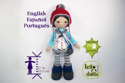Crochet Doll Pattern, Amigurumi doll pattern, Large doll, 21"/53cm, Hanna