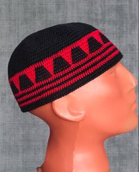 Short kuficap men crochet cotton skull cap headband