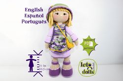 Crochet Doll Pattern, Amigurumi doll pattern, Large doll, 21"/53cm, Kaila