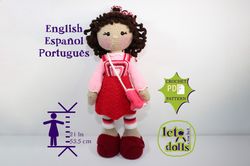 Crochet Doll Pattern, Amigurumi doll pattern, Large doll, 21"/53cm, Nora