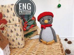Amigurumi Penguin crochet pattern. Amigurumi bird crochet pattern. Christmas crochet pattern