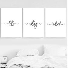 Let's Stay in Bed Sign Print Printable Over the Bed Bedroom Wall Art Decor Bedroom Quote Print Couple Quotes Art Print