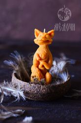 Beeswax candle Fox, silicon molds for candle or soap , totem animals, Candle Fox.