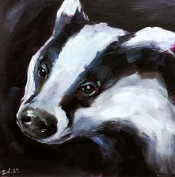 Badger Painting Woodland Animals Art MADE TO ORDER