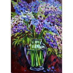 flowers painting, oil painting, lupins, oil art, lupins art, flowers