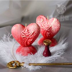 Candle Mold / Resin Mold / Soap Mold : “Heart on a pedestal/ Wedding candles/Love”
