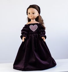 Fluffy long velvet dress for 13 inch dolls, Dianna Effner Little Darling, Paola Reina amigas, waist 13 - 14,5 cm
