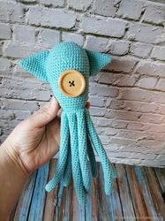 Coraline’s Octopus. One-eyed octopus.plush squid Blue Coraline